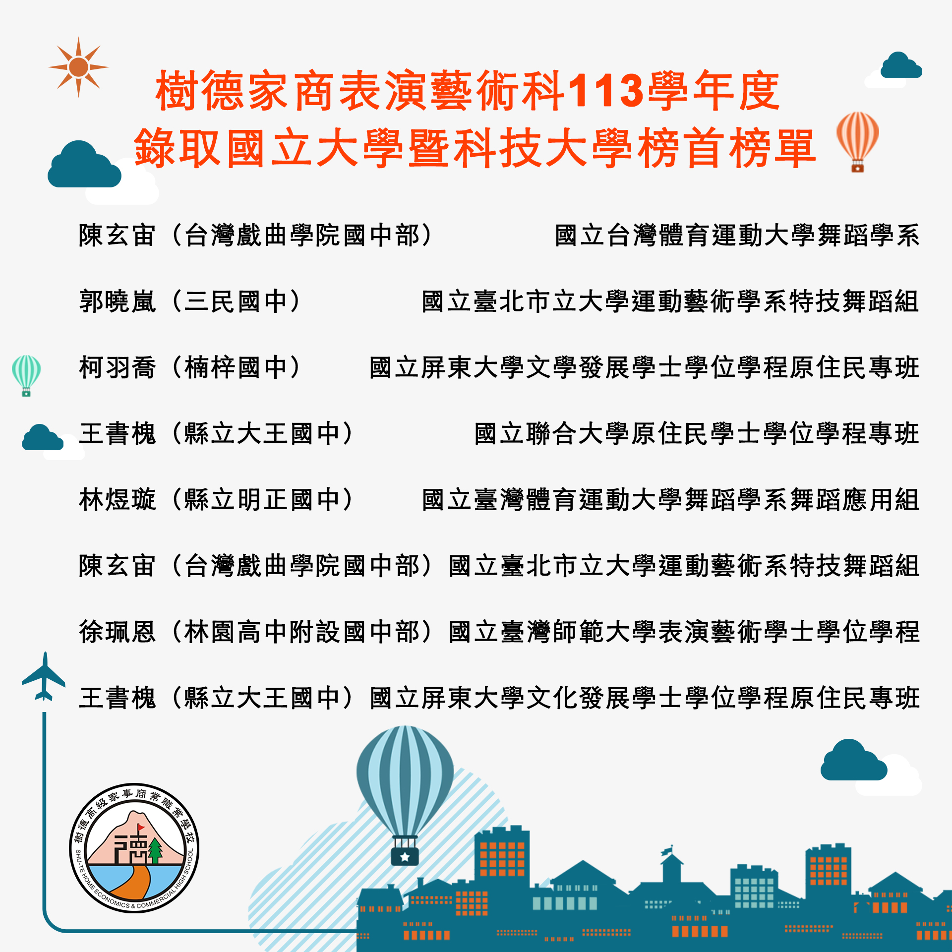 歡迎加入樹德家商表演藝術科大家庭！